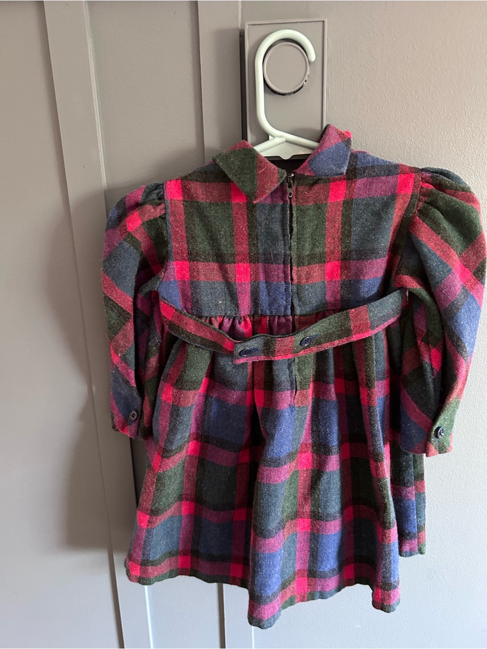 Plaid Peter Pan Collar Dress in Red, Green & Blue - Picture 2 of 7